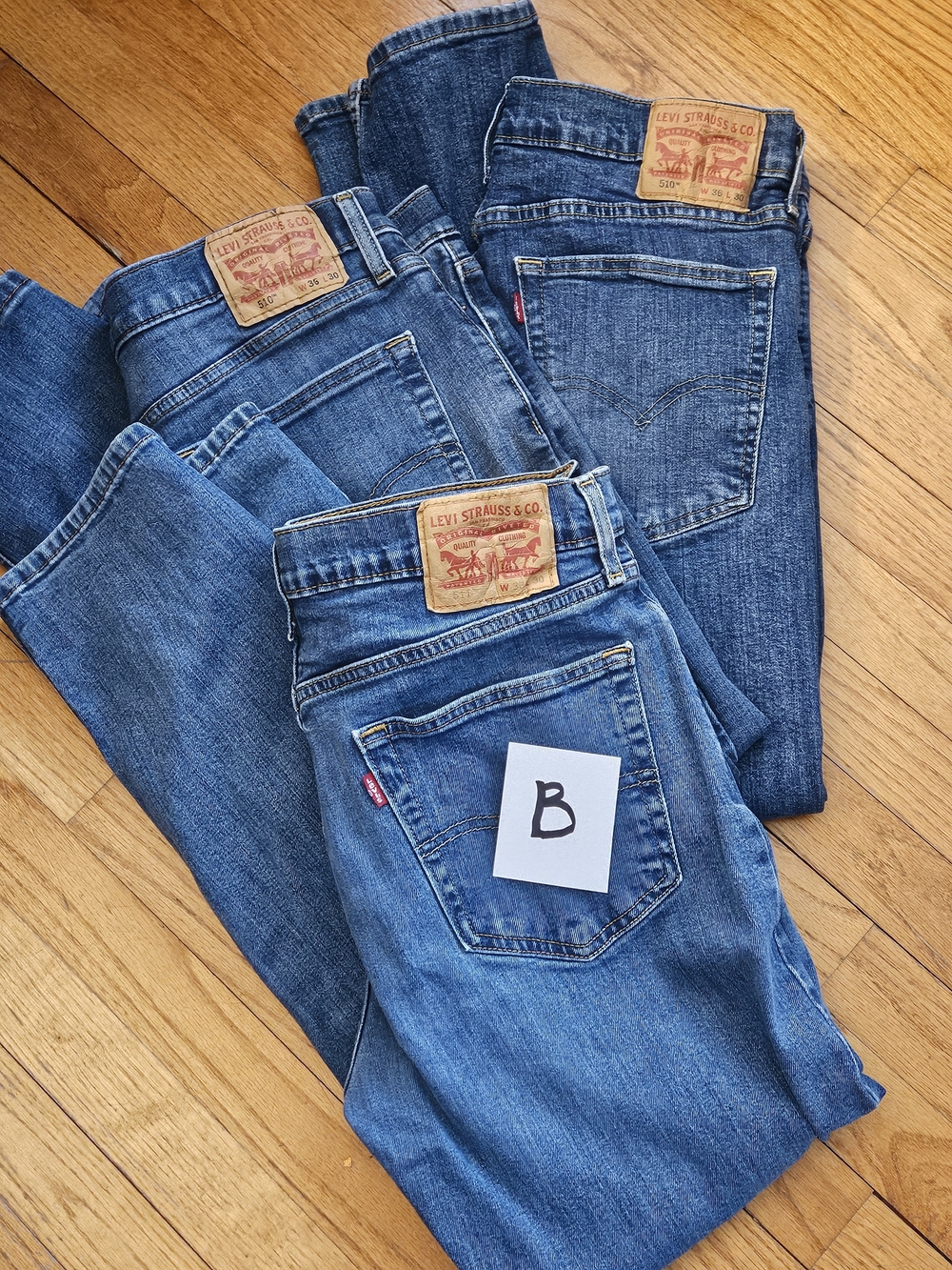 Mens Levi's Classic Blue Denim Jeans - 510 & 511 36x30 3 Pair